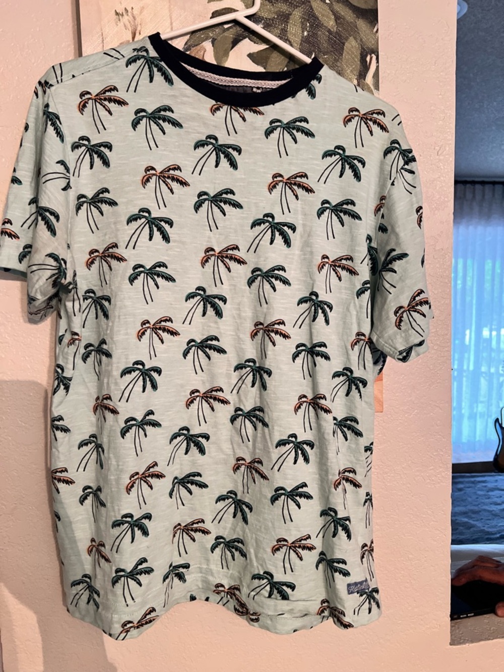 Men's Mint Palm Tree Print Short Sleeve Tee